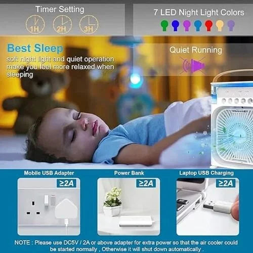 Portable Mini Air Cooler with Mist – Instant Cooling Anywhere ❄️💧